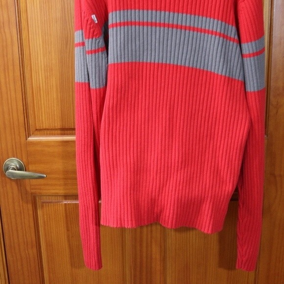 BRP Ski Doo Red & Gray Striped Long Sleeve Ribbed Pullover Sweater 2XL - Picture 7 of 11